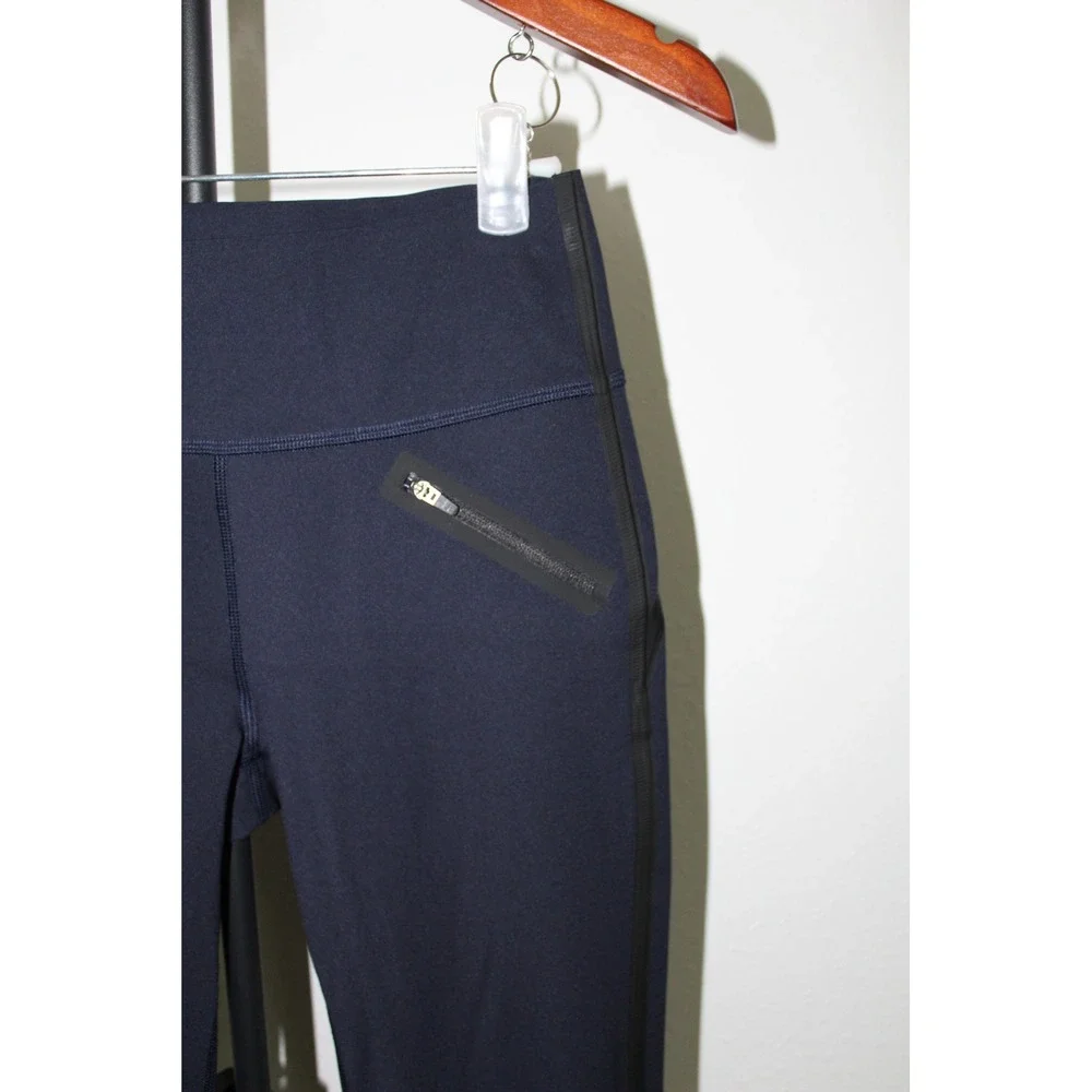 Spanx Navy Blue High Waisted Active Leggings Zipper Pockets XS TP RN112121